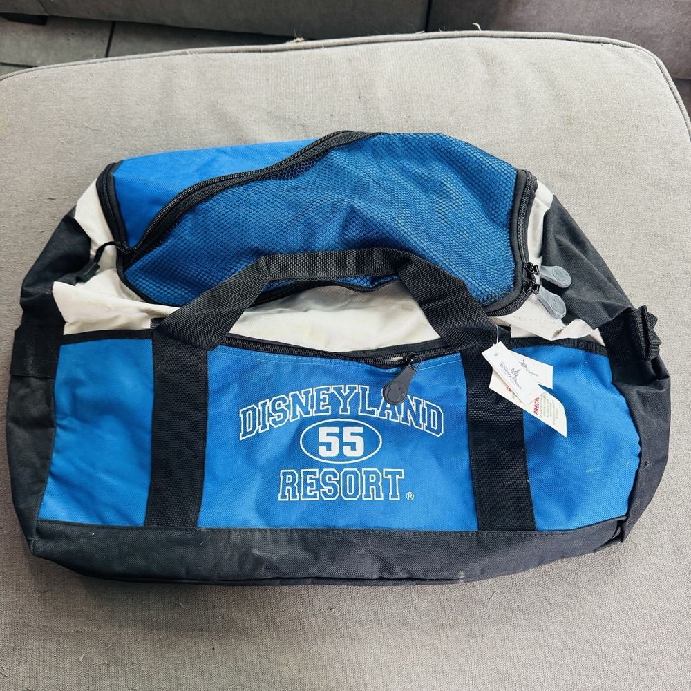 NEW Disneyland Resort '55 Blue Duffel Bag Gym Bag Overnight Weekender 22x10x10
